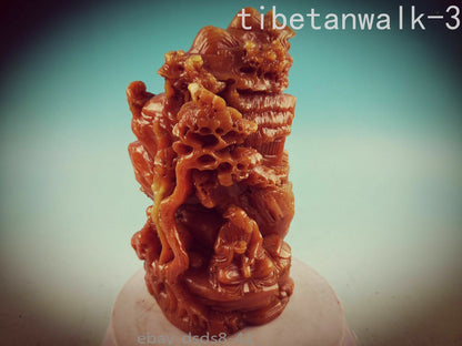 1pc China Stone Old Hand Carved Decoration Statue