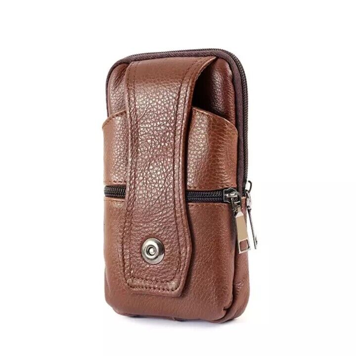 Men Large Capacity Belt Shoulder Bags Leather Waist Bag Multifunction Fanny Pack
