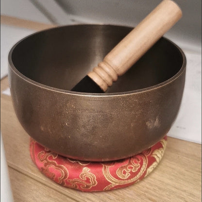 Japanese Style Brass Singing Bowl 17.5cm Meditation Bell Vintage 1180g
