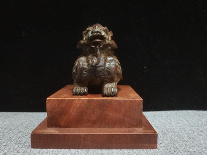 Rare art Boxwood fortune DRAGON tortoise turtle Statue tea pet netsuke chinese
