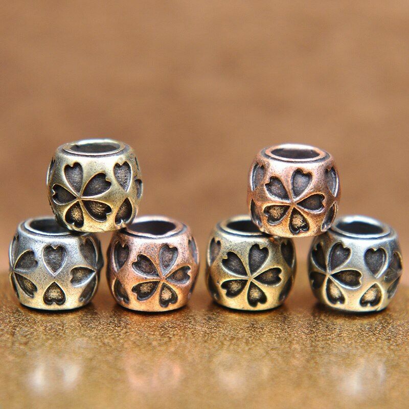 Lucky Five Leaf Flower Knife Beads Fashion Paracord Bracelet Brass Accessories