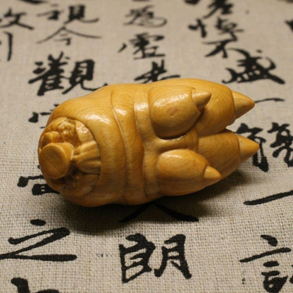 Yabai Wood Pig Trotter Hand Carved Reunion Wenwan Pendant Decor Craft