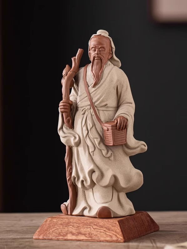 Chinese Zi Sha Clay Hua Tuo Statue Chinese Physician Surgeon Figure Collection