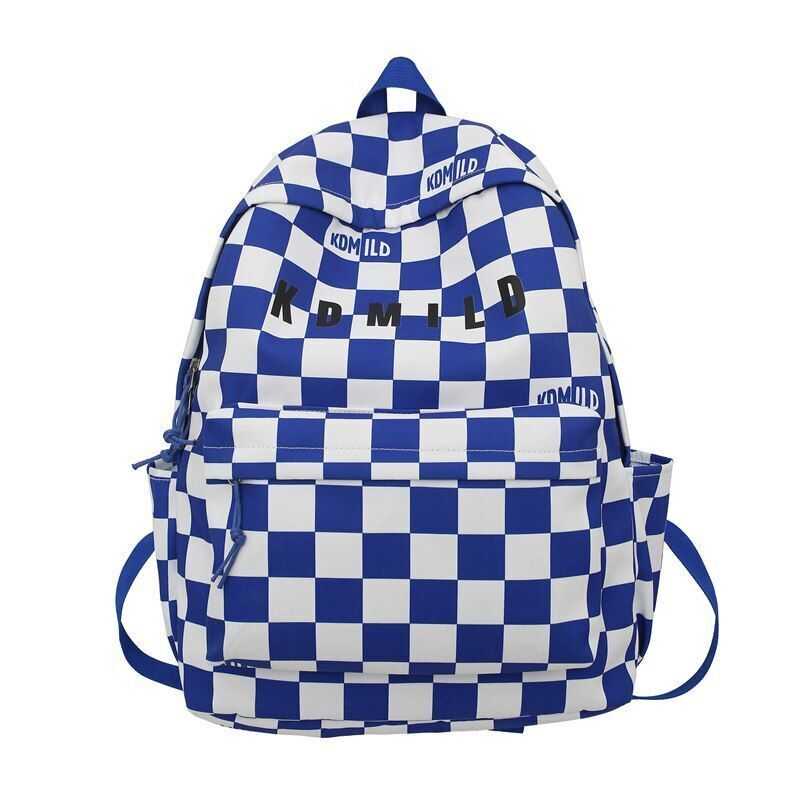 Backpack Large Students Schoolbag Stripe Style Fashionable Waterproof Polyester