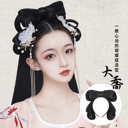 Ming Dynasty Hair Hoop Costume Wig with Built-in Bun Chinese Hair Accessories