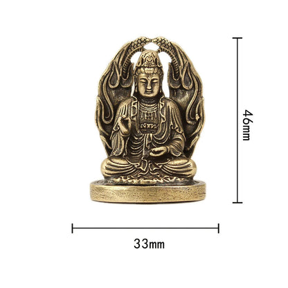 Antique Brass Small Portable Safety Buddha Pocket Buddha Bronze Pendant