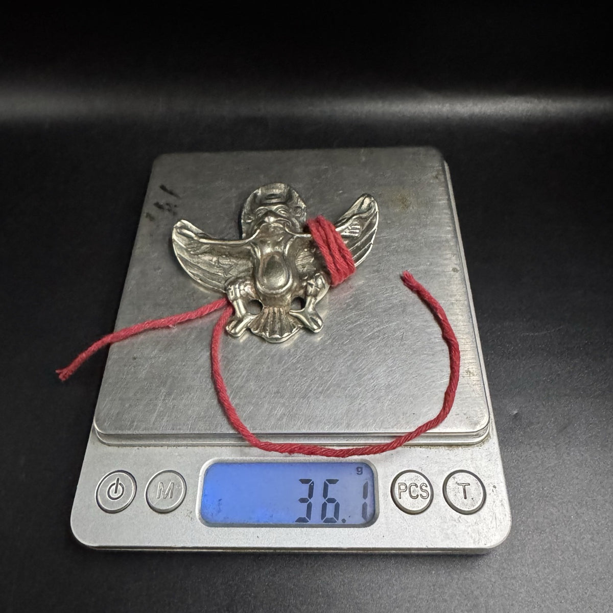 Tibetan White Copper Garuda Pendant 2.07in Hand-Carved Ethnic Tibetan Amulet
