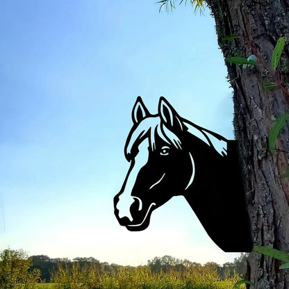 Wrought Iron Silhouette Well-behaved Horse Head Shape Garden Farm Fence Stake