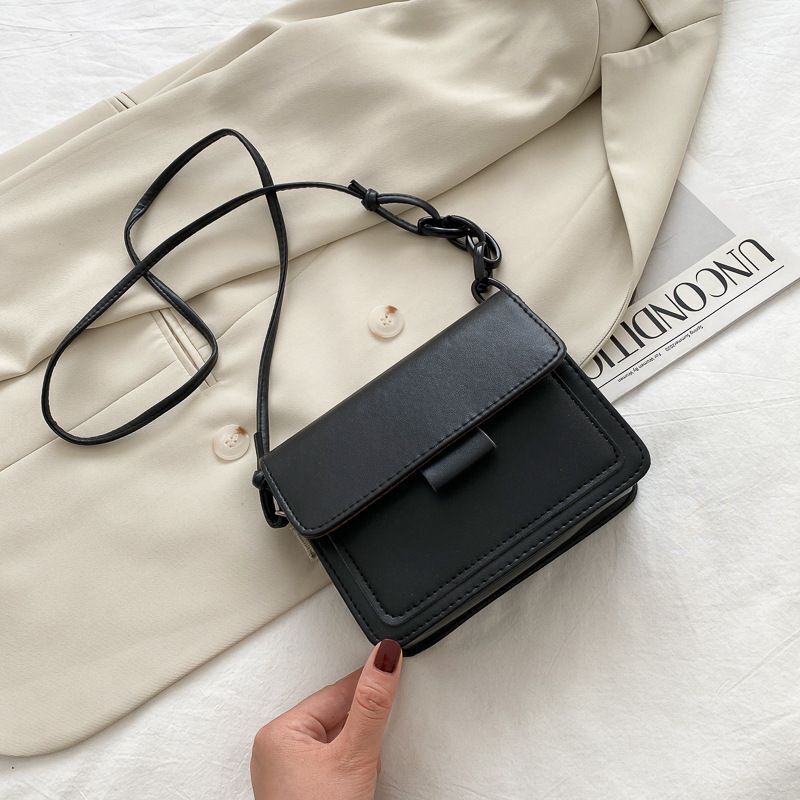 Small Crossbody Bag Lightweight Synthetic Leather Messenger Flap Handbag Purse