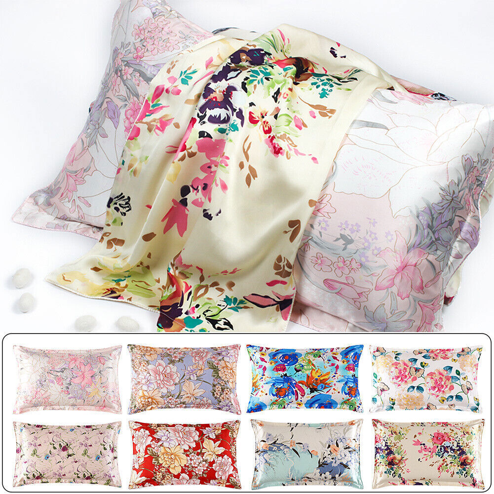 Mulberry Silk Pillowcase 25 Momme Floral Genuine Silk Sleep Pillow Cover Counter