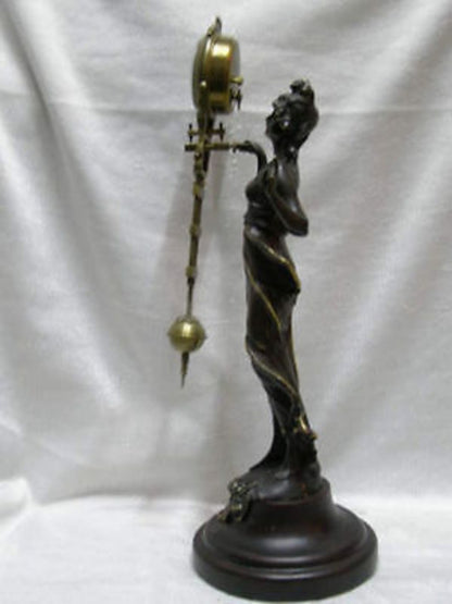 Chinese Wonderful Attractive Copper Statue Belle Swing Machine Clock