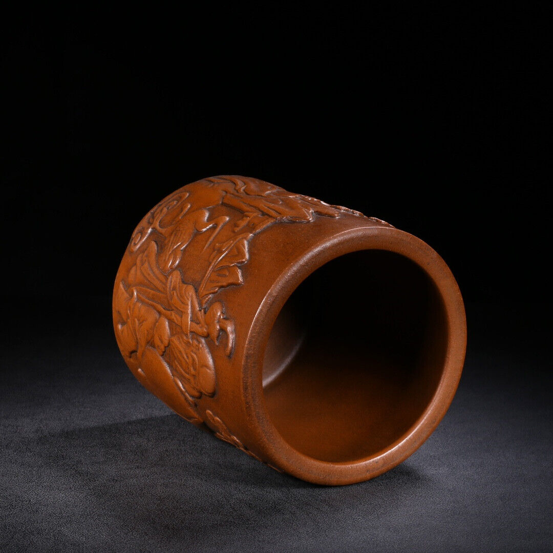 Chinese Yixing Zisha Clay Handmade Exquisite Penholder （笔筒 底款：杨季初）