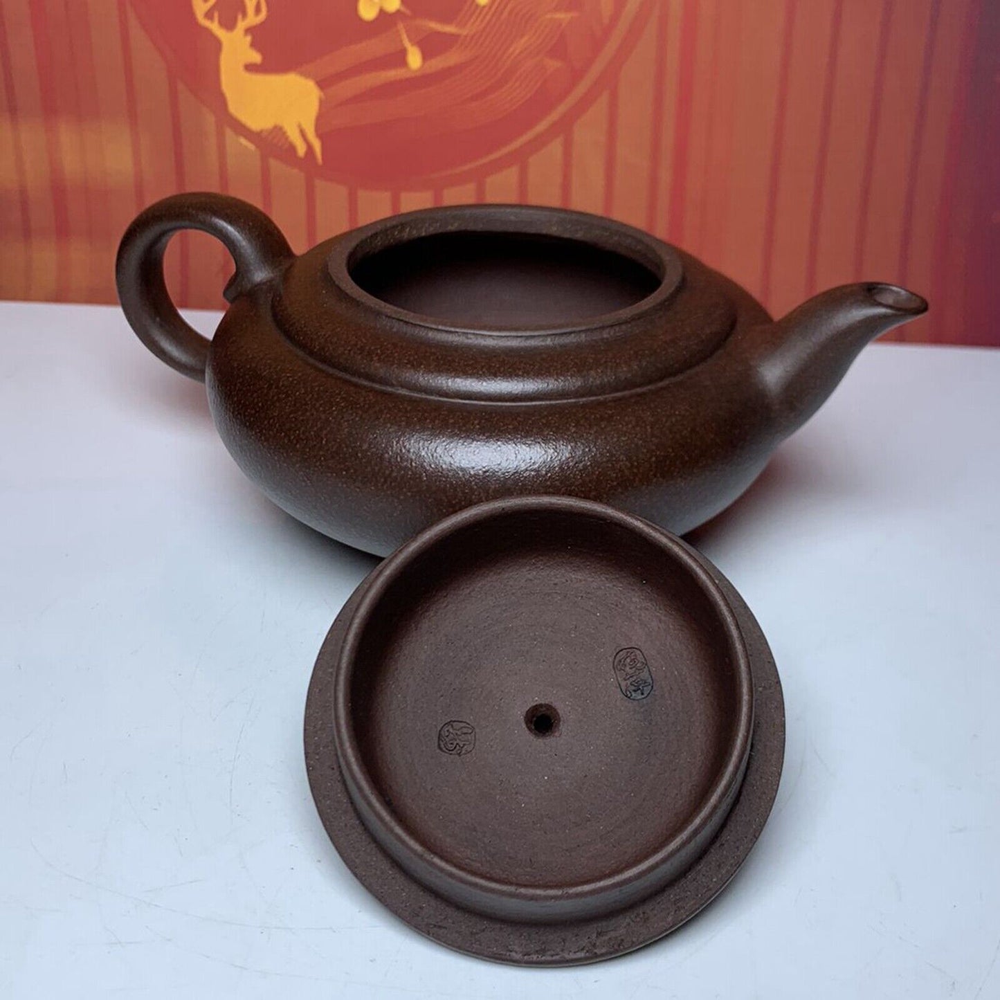 Vintage Chinese Yixing Purple Clay Teapot Zisha Ceramic Carving Beast Teaware