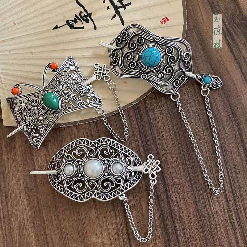 Vintage Ethnic Hair Crown Set - 3 Pack Hanfu Hairpin Accessory