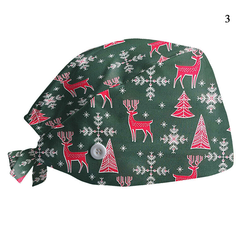 Printed Surgical Cap Adjustable Nurse Cap Baotou Cap Surgical Cap Christmas Hat