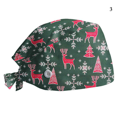 Printed Surgical Cap Adjustable Nurse Cap Baotou Cap Surgical Cap Christmas Hat