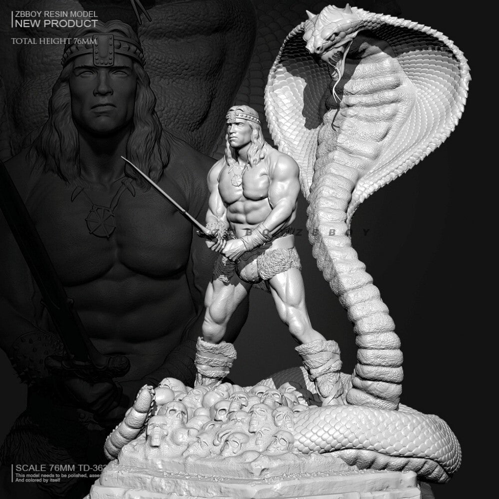 1/24 76mm Resin Figure Model Arnold the Warrior and Naja unassembled unpainted