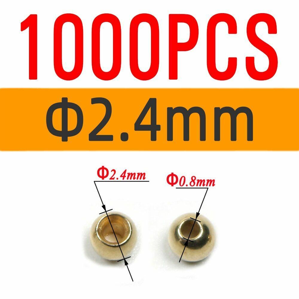 Brass Beads Head 100/500/1000 PCS Fly Tying Nymph Streamer Bugs Hook 2.4mm 2.8mm