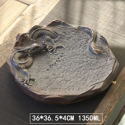 China Yixing Porcelain Tea Plate Tray Kung Fu Tea Set Lotus Tea Tray Decoration