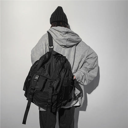Shoulder Bag Waterproof Nylon Unisex Bag Couple Black Backpacks Harajuku Simple
