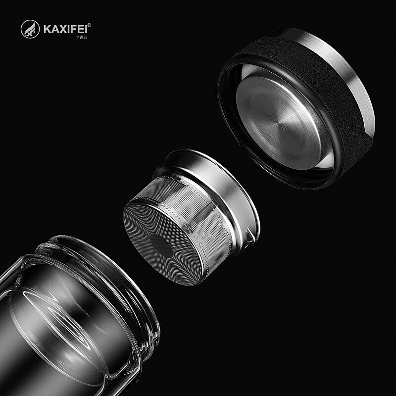 Double Layer Glass Water Bottle Transparent Bottles Stainless Steel Tea Infuser