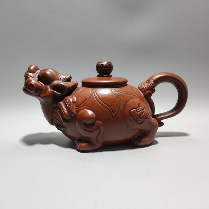 Vintage Chinese Yixing Purple Clay Teapot Zisha Ceremony Carving Collectible Art