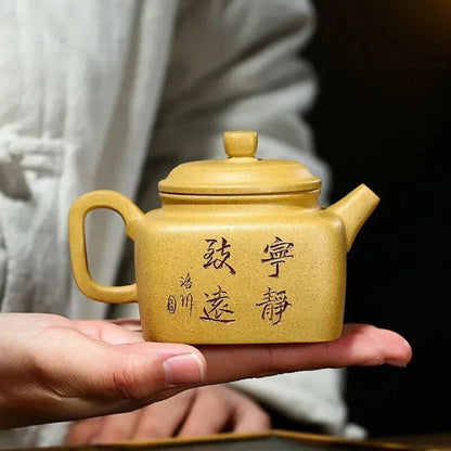 200ml Yixing Purple Clay Teapot Mud Square Filter Tea Pot High Zisha Tea Kettle