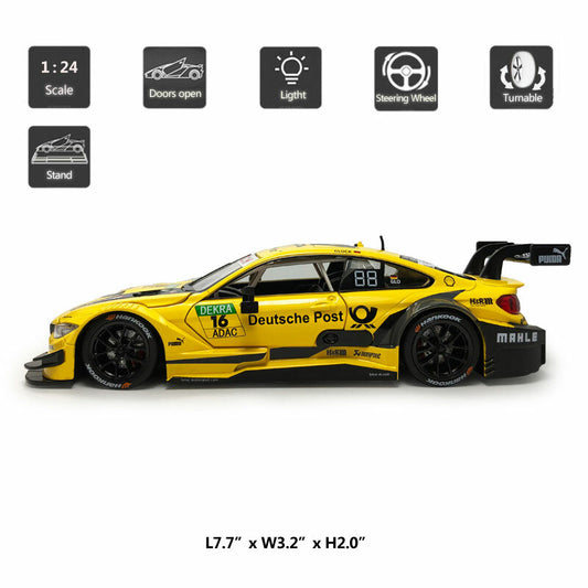 1/24 BMW M4 DTM Model Car Diecast Toy Vehicle Toys for Boys Kids Gifts Yellow