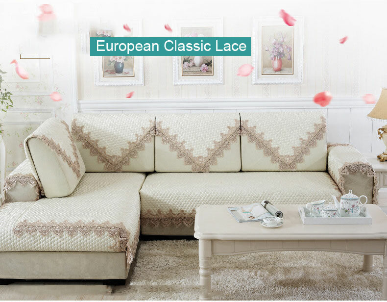 Lace Quilted Jacquard Sofa Cover Slipcover Anti-slip Couch Recliner Protector