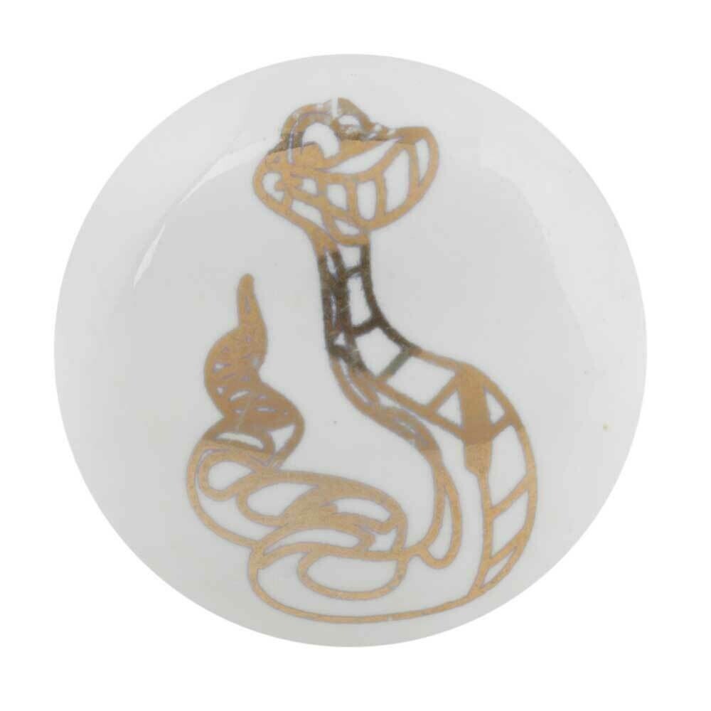Pack of 10 Golden Snake Pattern Ceramic Cabinet Knobs