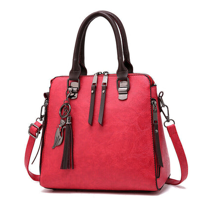 Womens Ladies Casual Retro Oil Leather Handbag Crossbody Bag Tote Shoulder Purse