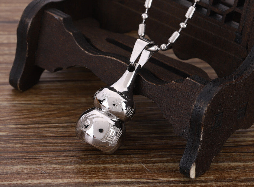 Titanium Steel Gourd Waterproof Medicine Box Pill Case Talisman Necklace Pendant