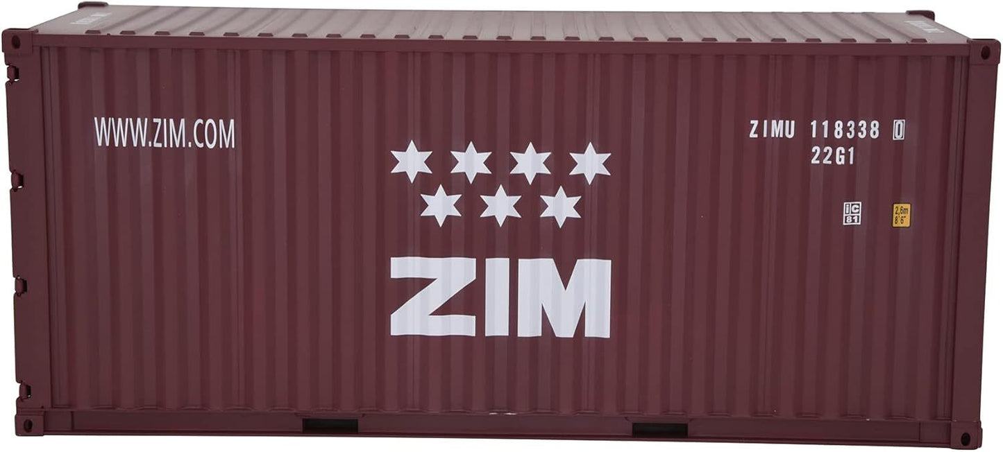 1:20 ZIM 20GP Shipping Container Model Abs Resin & Wood Toy Home Decoration Gift