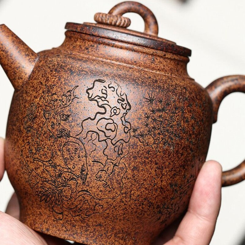 Handmade Teapot With Certificate Paper Marked Real Yixing Zisha Pot 320ml 7 Hole