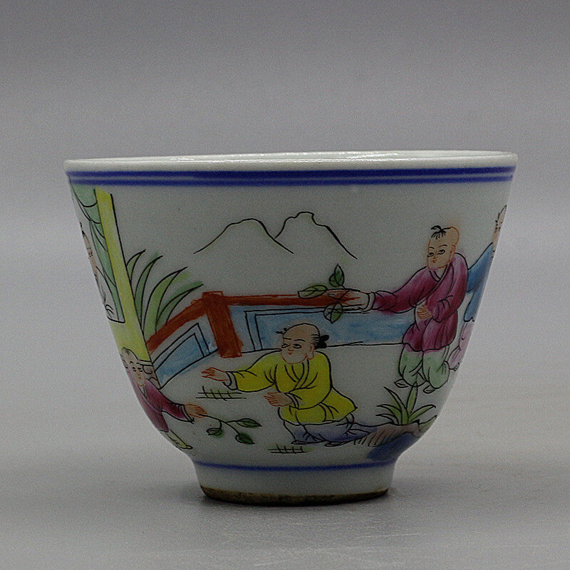 3" Collect Chinese Famille Rose Porcelain 100cc Hand Painting Child Play Cup