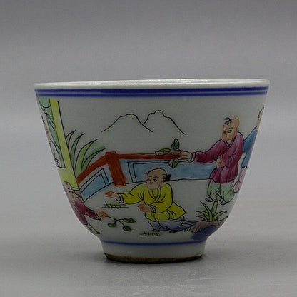 3" Collect Chinese Famille Rose Porcelain 100cc Hand Painting Child Play Cup