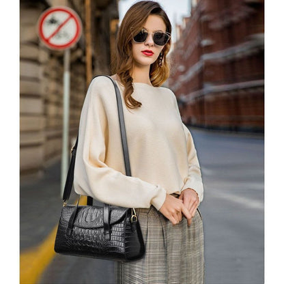 Synthetic Leather Handbag Vintage Tote Shoulder Bag Crossbody Purse 34*12*19 CM