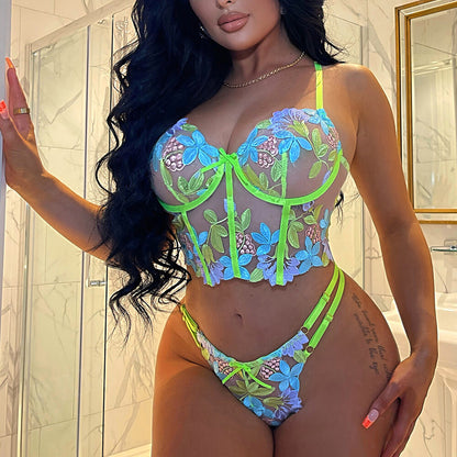 Sexy Women Lace Lingerie G-String Babydoll Sleepwear Bra Set Nightwear Underwear