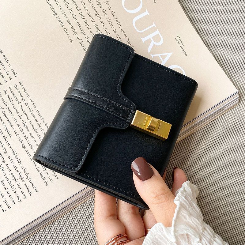 Synthetic Leather Wallet Short Wallet Purse Hasp Belt Handbag Green Black Yellow