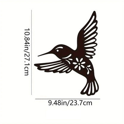 1pc Metal Hummingbird Wall Art Decor, Hollow Out Iron Bird Sculpture Waterproof