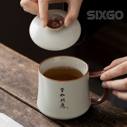 Ru Kiln Ceramic Cup Water Cup Household Tea Coffee Water Cup Handwritten