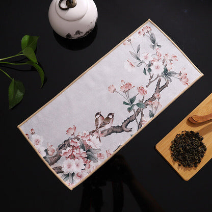 Painted Chinese Style Thick Tea Towel Super Absorbent Tea Cleaning Set Cup Mat.