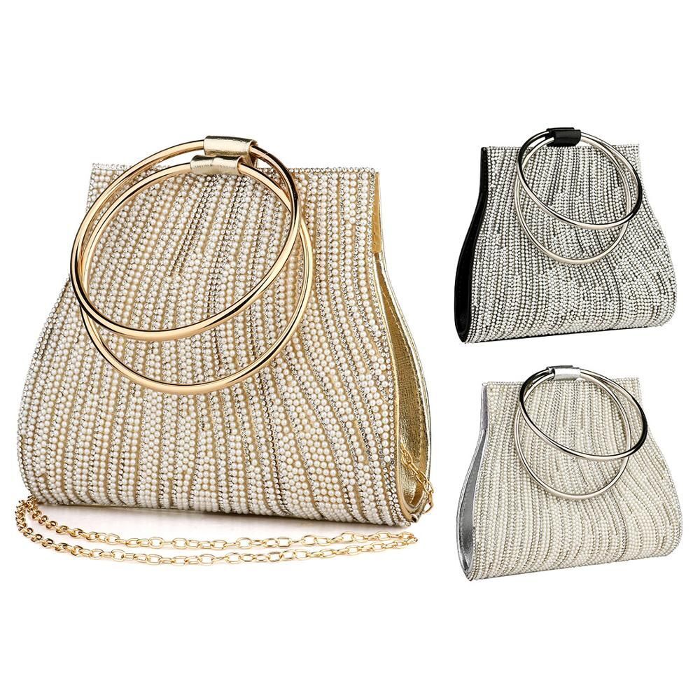 Evening Bag Diamond Rhinestone Clutch Silver Purse Handbags Clutches 9*9*13 CM