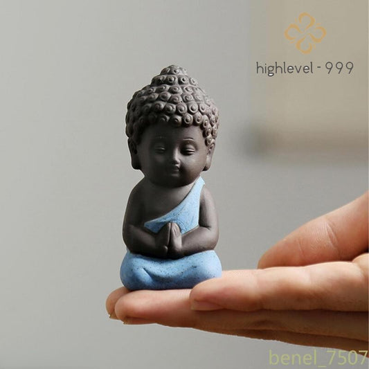 Buddha Statue Tea Pet Purple Sand Miniatures Meditation Garden Decor Sculpture
