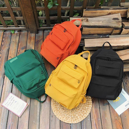 Waterproof Nylon Backpack Casual Women Large Schoolbag 30*13*40 CM Green/Yellow
