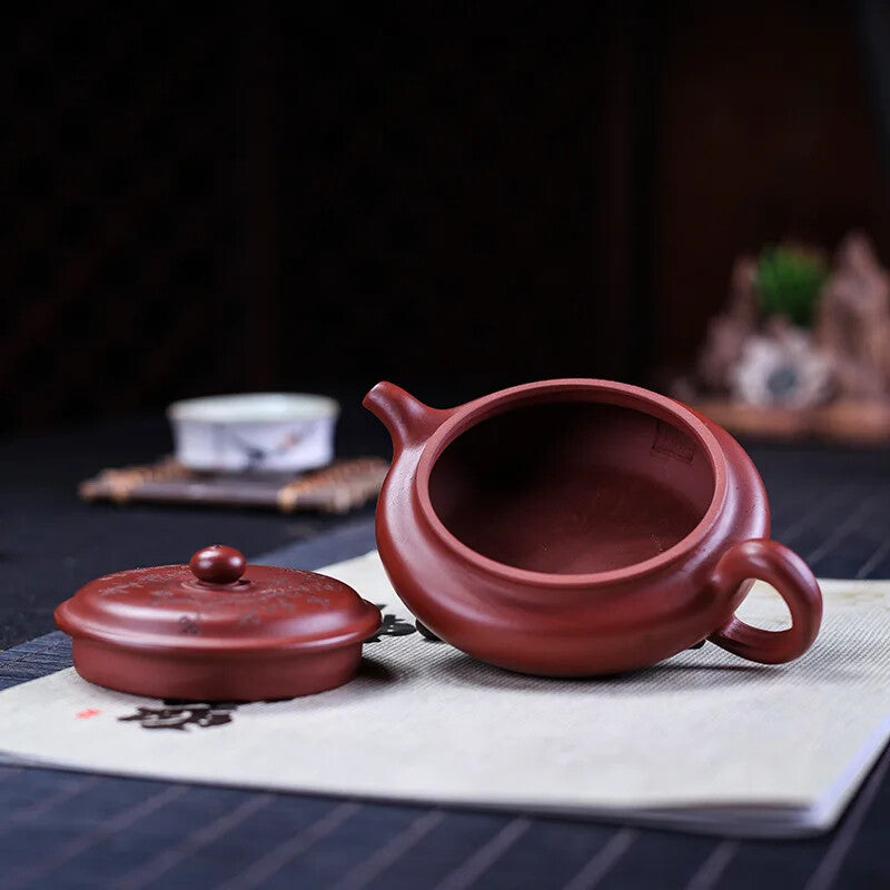 Yixing Genuine Purple Clay Antique Pot Flat Plum Original Mine Tea Set Ewer