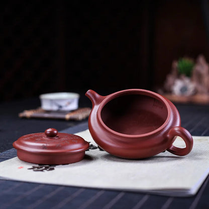 Yixing Genuine Purple Clay Antique Pot Flat Plum Original Mine Tea Set Ewer