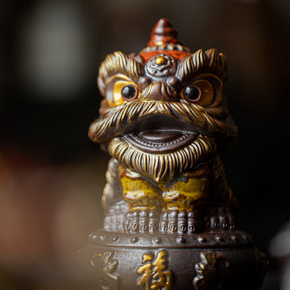 Awakening Lion Ornament Ceramic Lion Tea Pet Decorative Crafts Gift