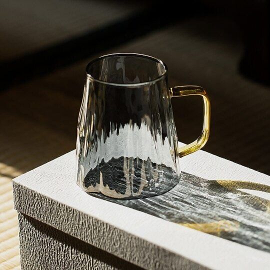Glass Glacier Design Mug Big Coffee Mug with Handle Nordic Style Tea Mug 420 ml