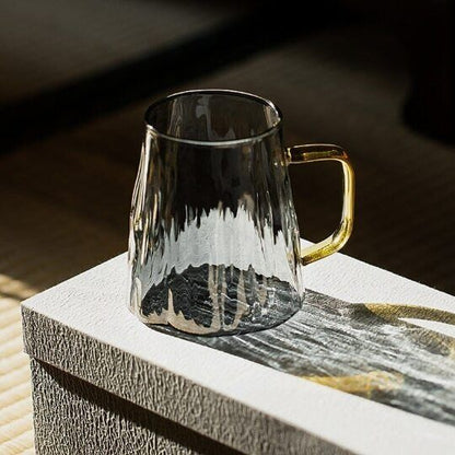Glass Glacier Design Mug Big Coffee Mug with Handle Nordic Style Tea Mug 420 ml